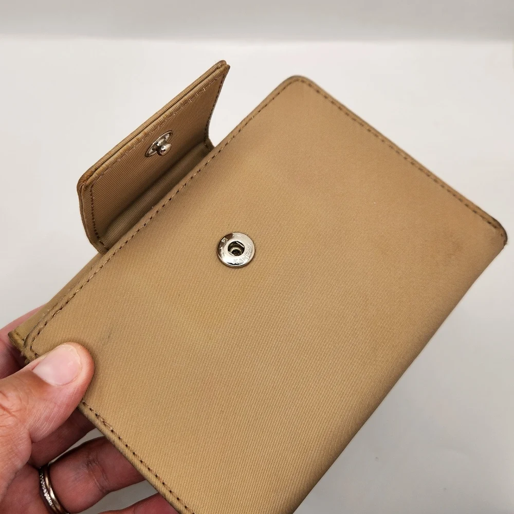Vtg Kate Spade Tan Nylon Unisex Wallet Classic Retro Y2k Utility Minimalist - Picture 6 of 10